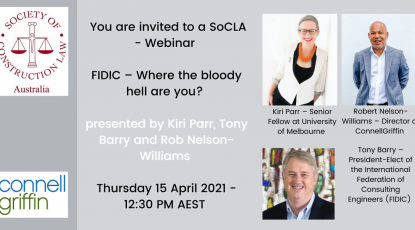 FIDIC - Live Webinar by the Society of Construction Law Australia